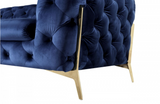 Santa Ana - Transitional Dark Blue Fabric Sofa