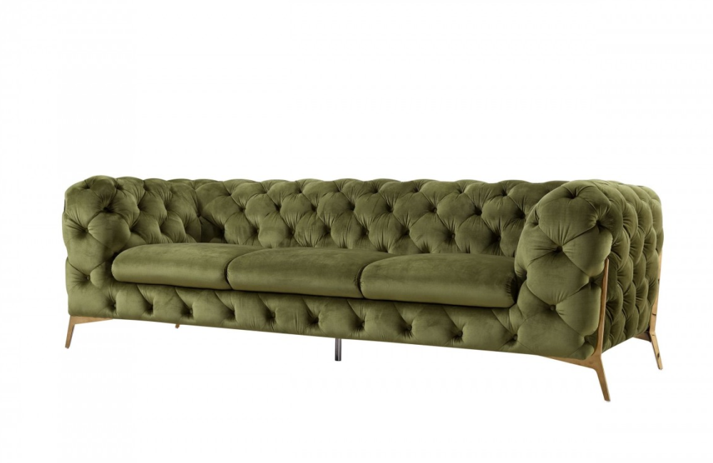 Santa Ana - Transitional Green Fabric Sofa