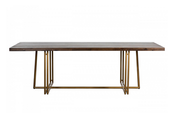 Pompano - Mid-century Acacia & Brass Dining Table