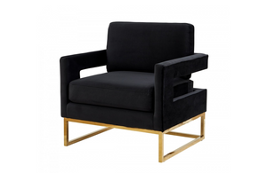 Erica - Modern Black Velvet & Gold Accent Chair