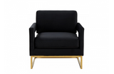 Erica - Modern Black Velvet & Gold Accent Chair