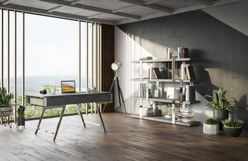 Denton - Modern Elm Grey Office Desk