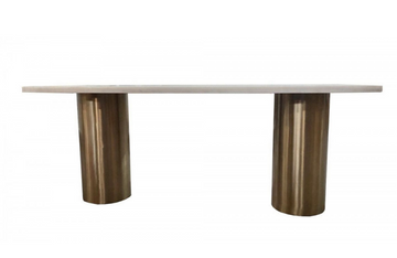 Rockford - Glam White Marble & Brush Gold Dining Table