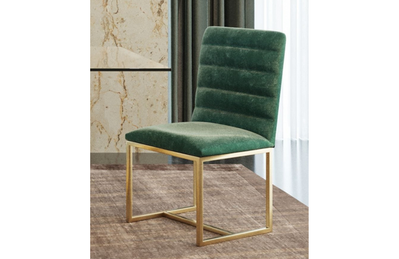 Bakersfield - Modern Green & Brush Gold Dining Chair (Set of 2)