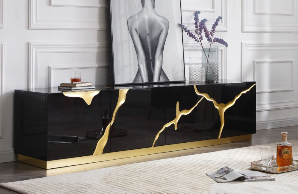 Albina - Modern Black & Gold TV Stand