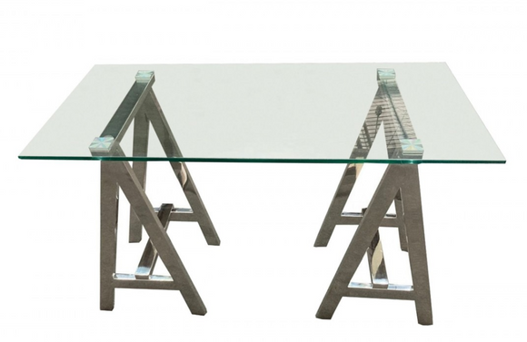 Omaha - Modern Glass & Stainless Steel Console Table