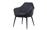 Wilmington - Modern Grey Velvet & Black Dining Chair