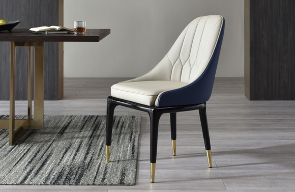 McAllen - Modern Glam Beige & Blue Dining Chair