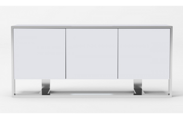 Flint - Modern White High Gloss & Stainless Steel Buffet