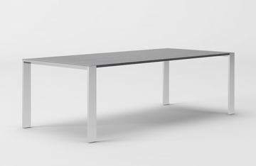 Flint - Modern Elm Grey & Stainless Steel Chrome Dining Table