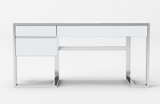 Flint - Modern White High Gloss & Stainless Steel Desk
