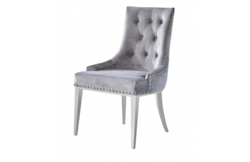 Dayton - Contemporary Grey Velvet & Stainless Steel Dining Chair (Set of 2)