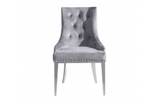 Dayton - Contemporary Grey Velvet & Stainless Steel Dining Chair (Set of 2)