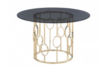 Fillipp - Modern Smoked Glass & Champagne Gold Dining Table