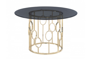 Fillipp - Modern Smoked Glass & Champagne Gold Dining Table