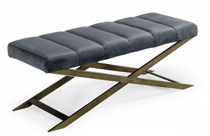 St. Paul - Contemporary Dark Grey & Antique Brass Bench