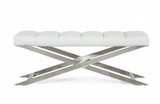 St. Paul - Contemporary White & Brushed Stainless Steel Bench