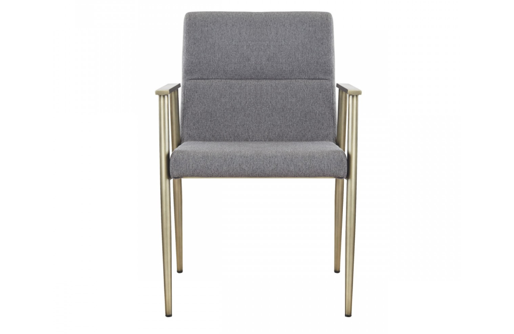 Sabrina - Contemporary Grey & Antique Brass Arm Dining Chair