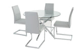 Galla Glass Dining Set with light gray chairs