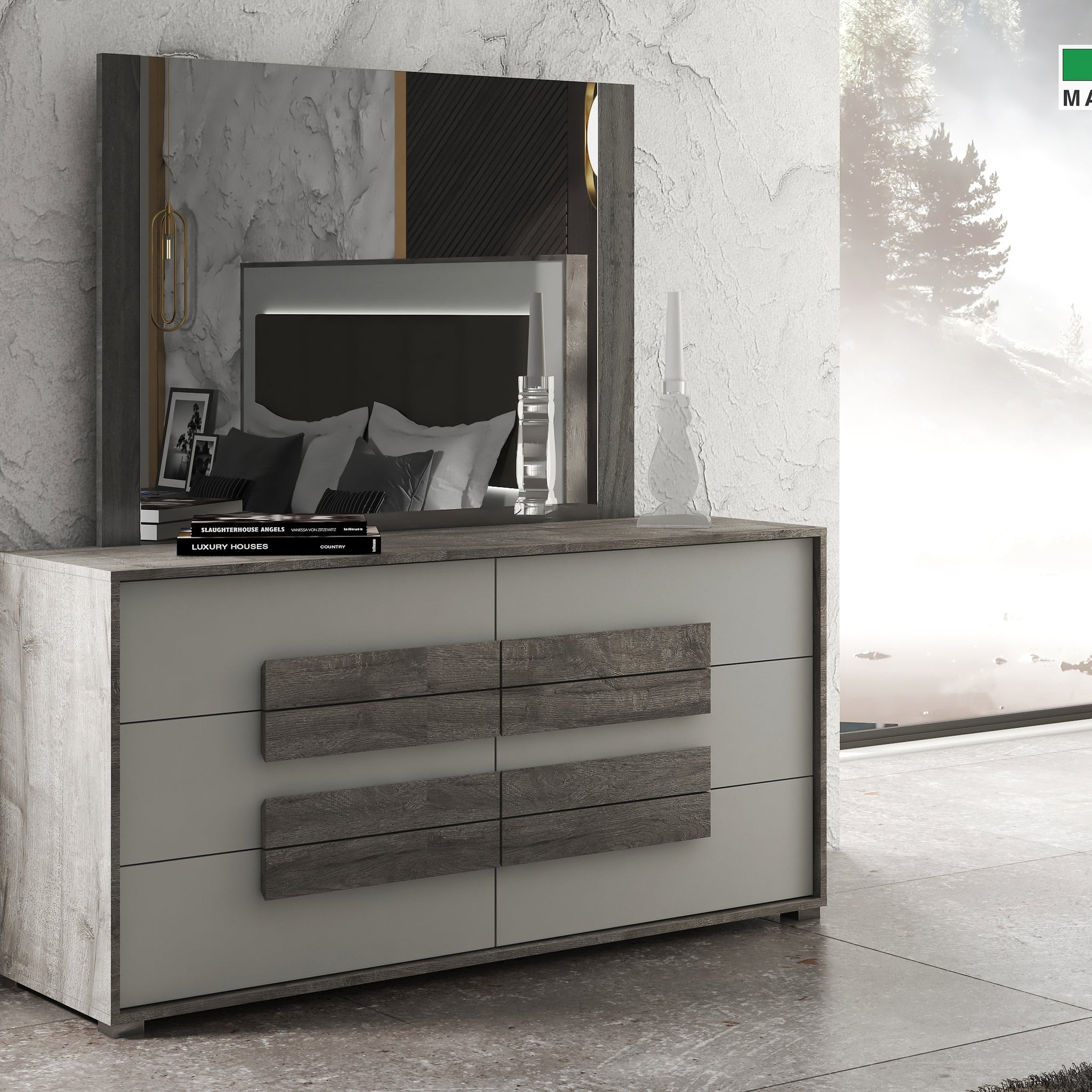 Dafne Grey Modern Dresser and Mirror | Nordholtz Casa Eleganza Furniture & Mattress Dafne Grey Modern Dresser and Mirror | Nordholtz Casa Eleganza Furniture & Mattress