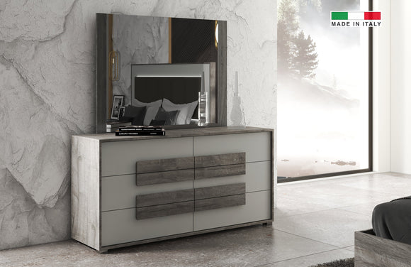 Dafne Grey Modern Dresser and Mirror
