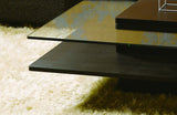 Modrest Emulsion Modern Black Oak Glass Coffee Table