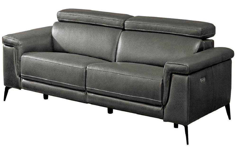 Everly Grey Premium Leather Loveseat