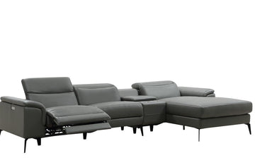 Jack Grey Leather Sectional Sofa