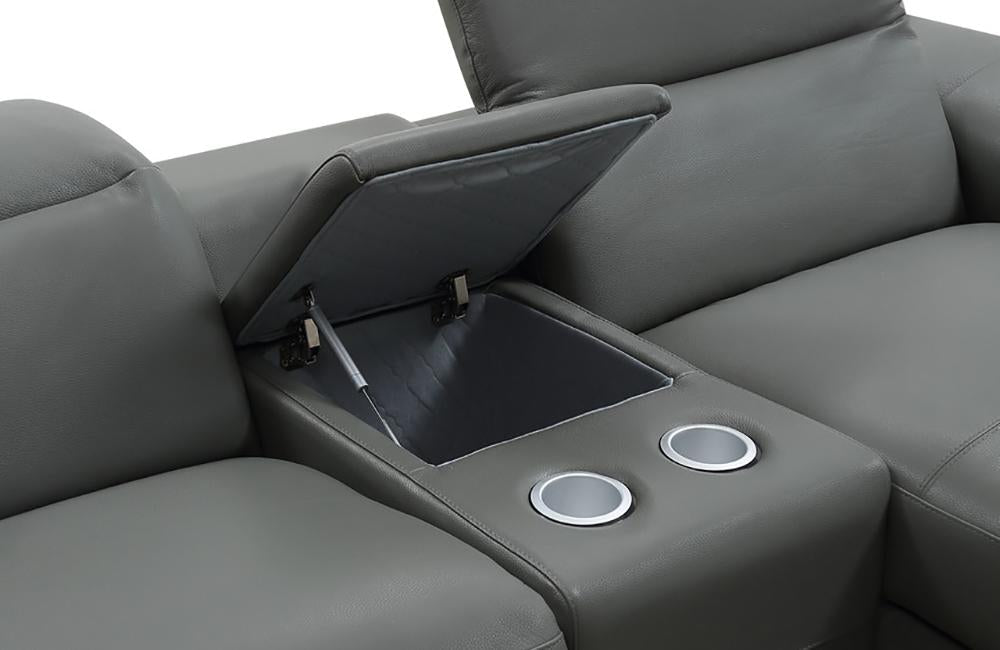 Jack Grey Leather Sectional Sofa