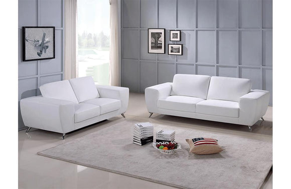Torri White Leather Sofa and Loveseat