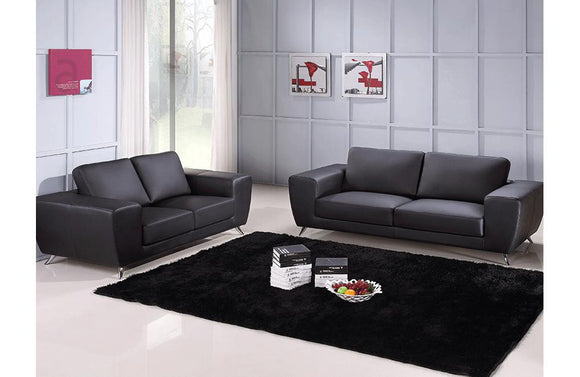 Torri Black Leather Sofa and Loveseat
