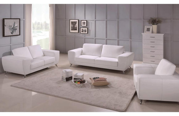 Torri White Leather Sofa Loveseat and Chair
