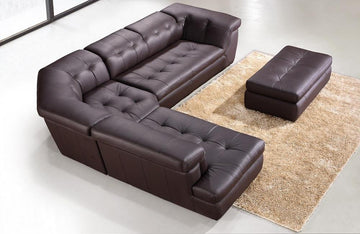 397 Chocolate Leather Sectional Sofa