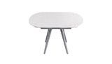 Lavello White Ceramic Dining Table with extensions AND  4  Vittoria Dark grey chairs