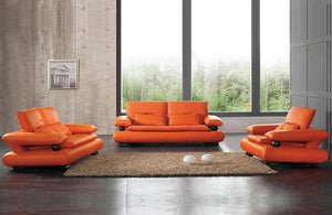 410 Modern Orange Leather Sofa Set
