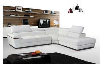 2383 White Leather Sectional Sofa