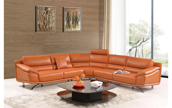 533 Orange Leather Sectional Sofas
