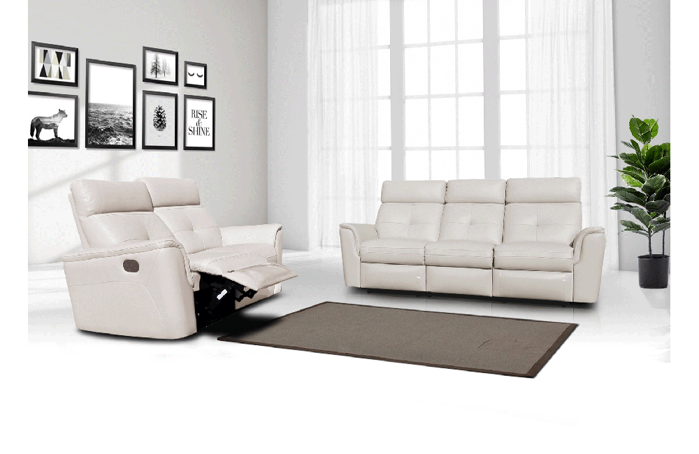 8501 White W Manual Recliners Sofa Set