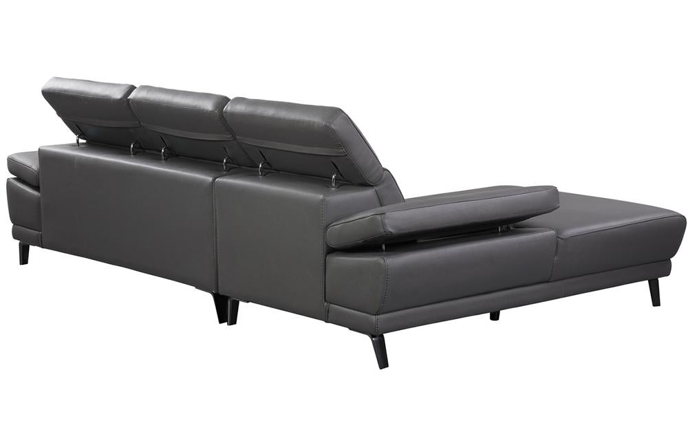 Hudson Grey Chaise Leather Sectional Sofa