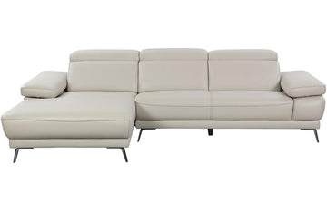 Hudson Smokey Taupe Chaise Leather Sectional Sofa