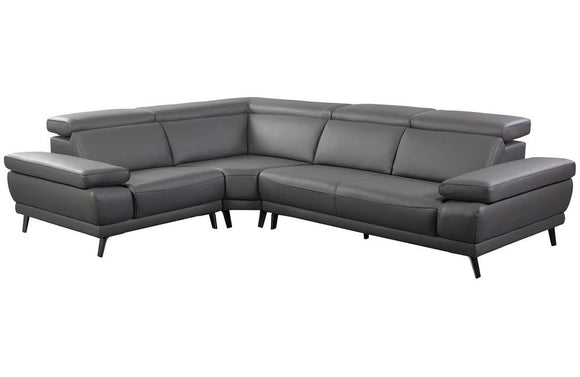 Hudson Grey Leather Sectional Sofa