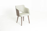 Muritz Ash Gray Dining Arm Chair in light gray leather