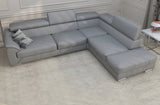 Nicole Gray Leather modern sectional