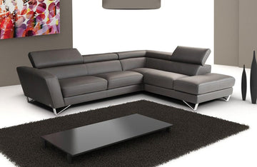 Sparta Dark Gray Leather Sectional Sofa