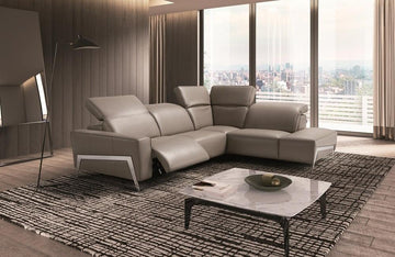 Alvin Gray Leather Reclining Sectional Sofa