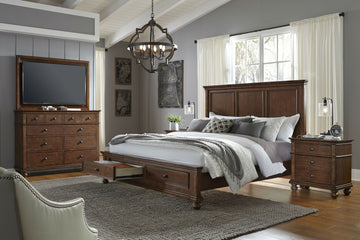 Oxford Panel Storage Bed Whiskey Brown