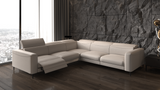 PAULINE LIGHT GREY LEATHER PREMIUM SECTIONAL WITH 2 POWER RECLINERS