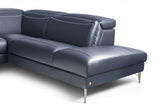 Pauline Blue Leather Sectional with power recliner