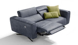 Prato Blue Leather Reclining Sofa