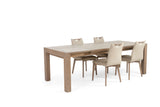 RHINE ASH GRAY TABLE WITH 4 RITZ BEIGE LEATHER CHAIRS